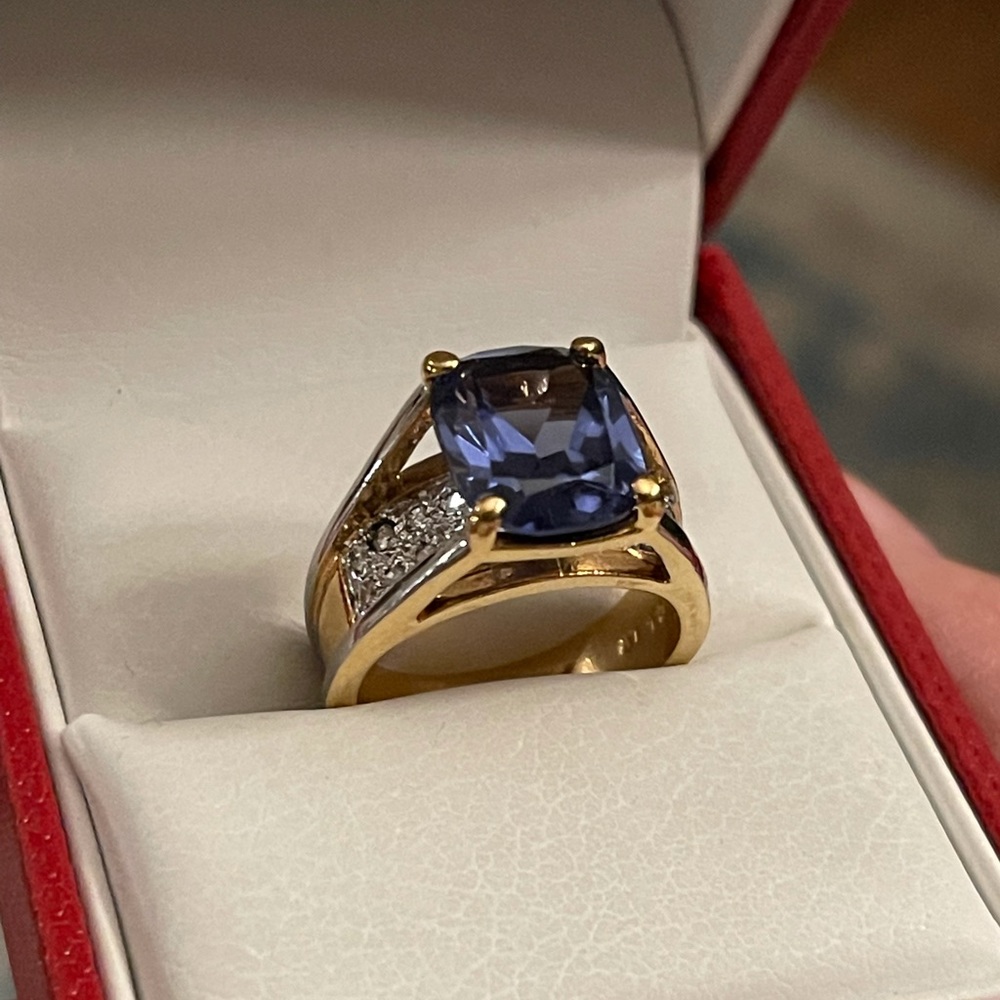 Lab sapphire doublet gold vermeil ring